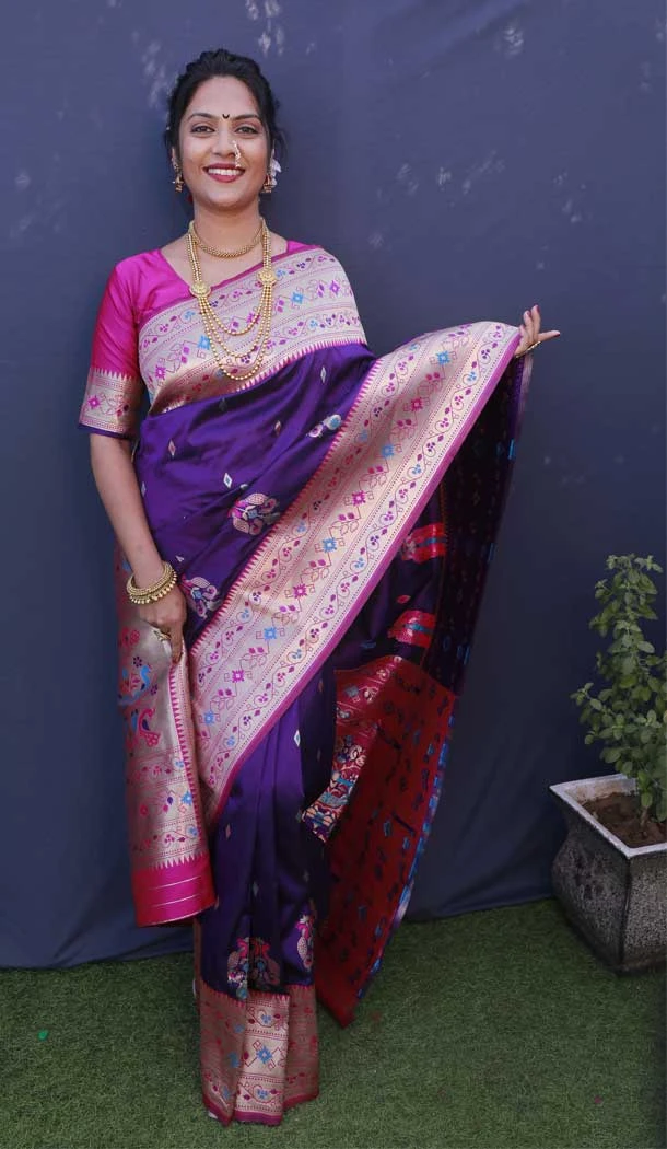 Party Wear Purple Color Jacquard Work Banarasi Silk Designer Saree -4708156905