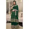 Green Color Georgette Heavy Embroidery Work Party Wear Palazzo Suit -4709156908