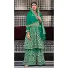 Rama Green Color Georgette Heavy Embroidery Work Party Wear Palazzo Suit -4709156909
