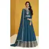 Teal Blue Color Faux Georgette Embroidery Pakistani Style Anarkali Salwar Kameez -4710156911