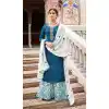 Heavy Chinon Thread Work Teal Blue Color Party Wear Palazzo Salwar Suit -4720156976
