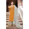 Heavy Chinon Thread Work Mustard Color Party Wear Palazzo Salwar Suit -4720156977