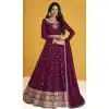 Purple Color Embroidery Work Faux Georgette Anarkali Plus Size Salwar Kameez -4725157010
