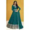 Rama Blue Color Embroidery Work Faux Georgette Anarkali Plus Size Salwar Kameez -4725157012