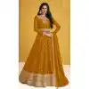 Mustard Color Embroidery Work Faux Georgette Anarkali Plus Size Salwar Kameez -4725157013