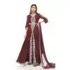 Maroon Color Swarovski Work Japanese Satin Designer Salwar Kameez -4727157025