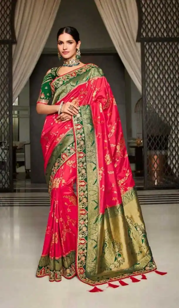 Jacquard Work Fancy Dark Pink Color Designer Wear Women Saree Blouse -4730157042