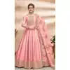 Art Silk Embroidery Work Pakistani Style Anarkali Salwar Suits in Pink Color -4757157296