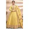 Art Silk Embroidery Work Pakistani Style Anarkali Salwar Suits in Yellow Color -4757157297