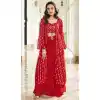 Red Color Pure Fox Georgette Embroidery Work Pakistani Style Palazzo Suit -4761157331