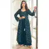 Navy Blue Color Pure Fox Georgette Embroidery Work Pakistani Style Palazzo Suit -4761157332
