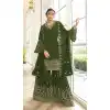 Diamond Work Fox Georgette Olive Green Color Pakistani Style Palazzo Suit -4769157376