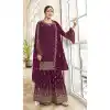 Diamond Work Fox Georgette Purple Color Pakistani Style Palazzo Suit -4769157377
