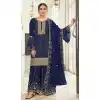 Diamond Work Fox Georgette Navy Blue Color Pakistani Style Palazzo Suit -4769157378