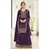 Diamond Work Fox Georgette Wine Color Pakistani Style Palazzo Suit -4769157379