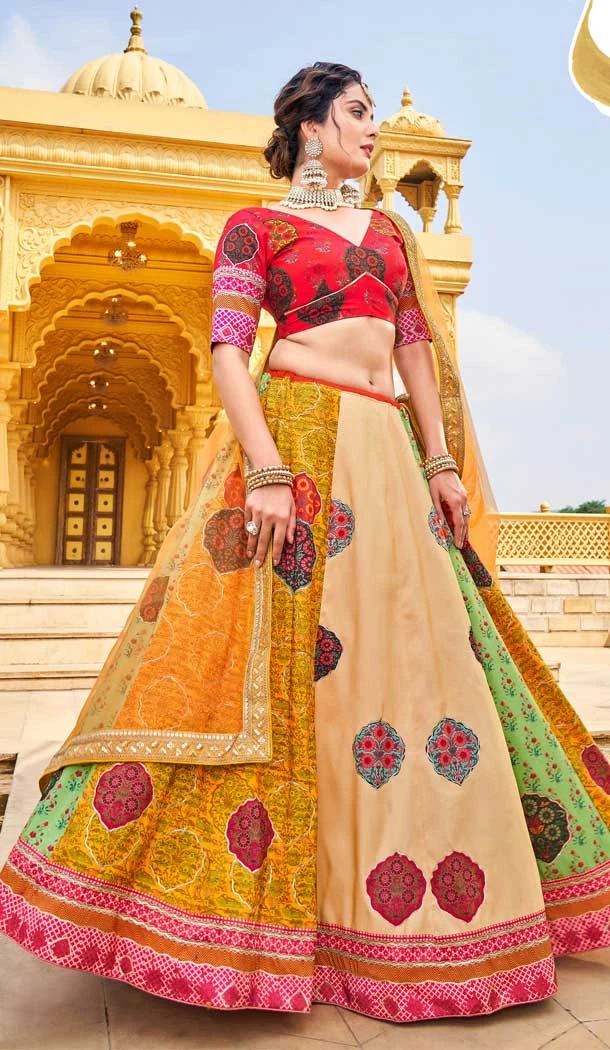 Vaishali Silk Gota Patti Work Multi Color Designer Party Wear Lehenga Choli -4773157394