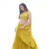Soft Net Hand Work Mustard Color Plus Size Designer Lehenga Choli -4781157490