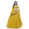 Soft Net Hand Work Mustard Color Plus Size Designer Lehenga Choli -4781157490