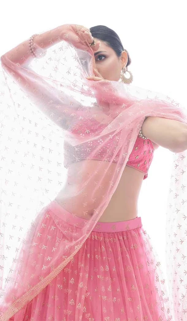 Soft Net Hand Work Baby Pink Color Plus Size Designer Lehenga Choli -4781157492