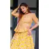 Mustard Color Chanderi Cotton Printed With Foil Work Plus Size Women Lehenga Choli -4839157947
