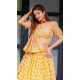 Mustard Color Chanderi Cotton Printed With Foil Work Plus Size Women Lehenga Choli -4839157947