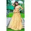 Mustard Color Chanderi Cotton Printed With Foil Work Plus Size Women Lehenga Choli -4839157947