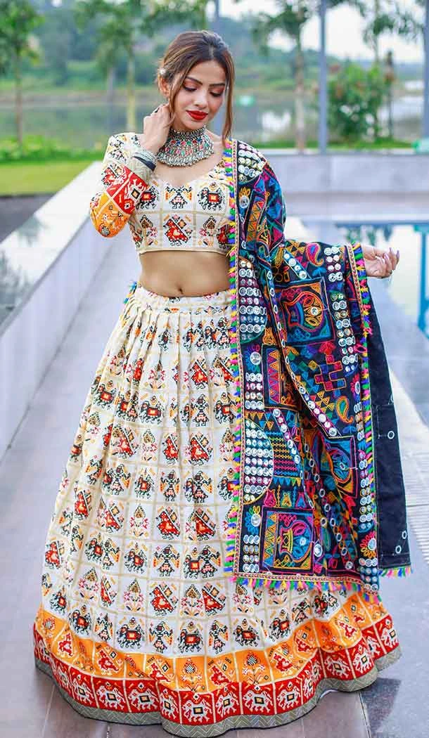 Multi Color Pure Cotton Foil & Printed Work Plus Size Women Lehenga Choli -4839157948