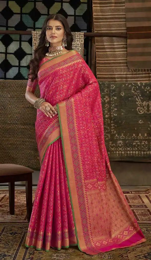 Charming Pink Color Weaving Work Patola Silk Designer Party Wear Saree -4909158500