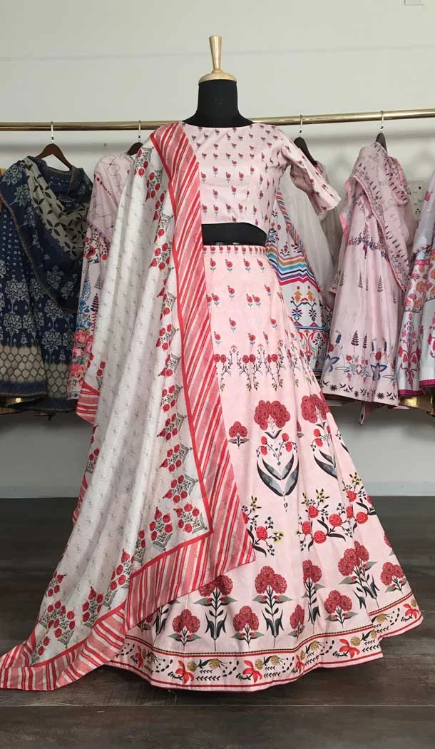 Ethnic Multi Color Vaishali Silk Printed Work Function Wear Lehenga Choli -489158414