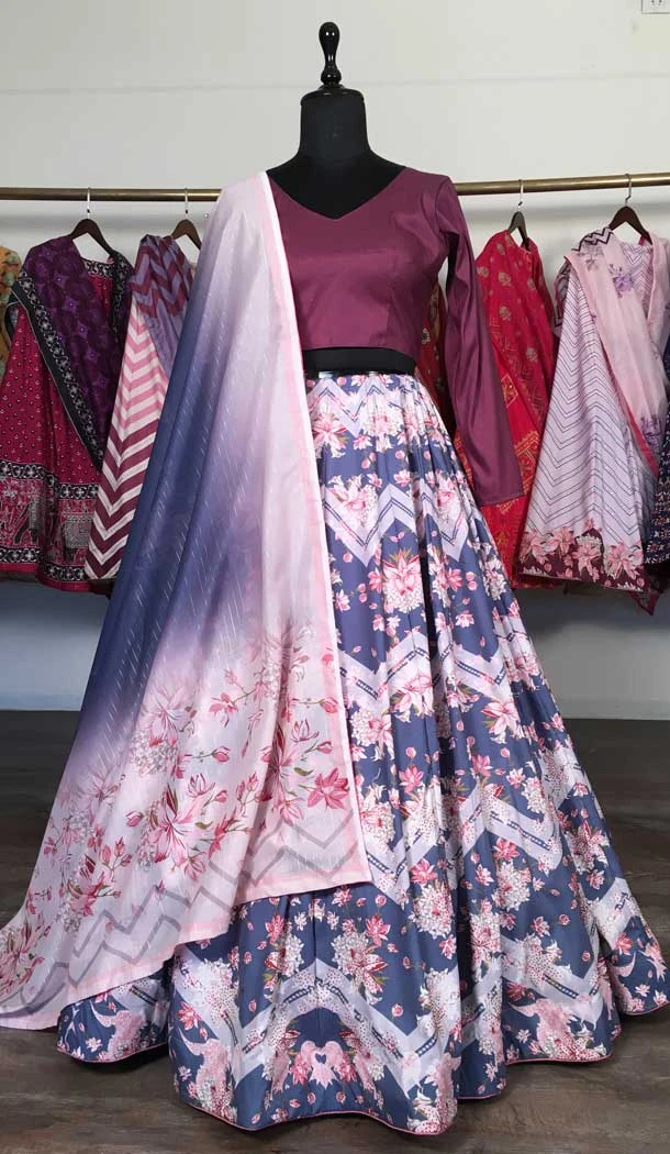 Charming Lavender Color Vaishali Silk Printed Work Function Wear Lehenga Choli -489158420