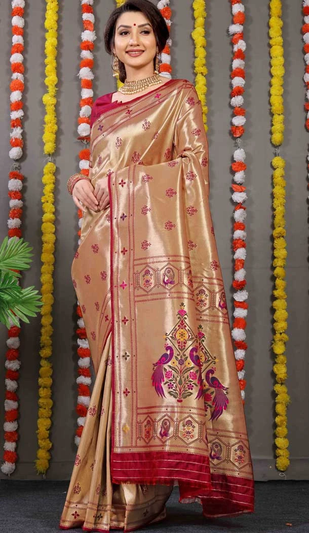 Maroon Color Weaving Work Banarasi Silk Festival Wear Designer Saree -4917158546