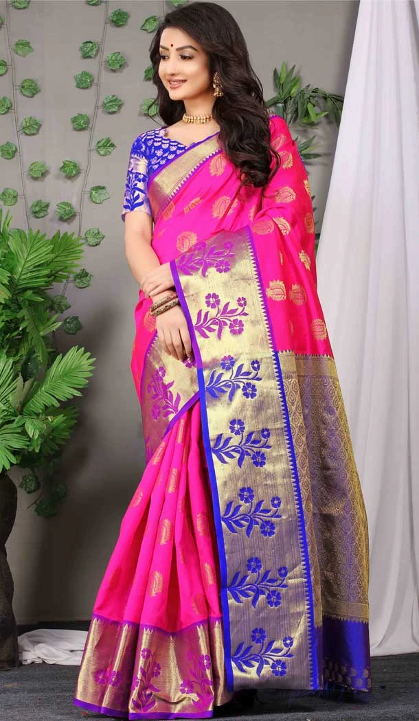 Glamorous Rani Pink Color Weaving Work Banarasi Silk Traditional Function Wear Saree -4918158557