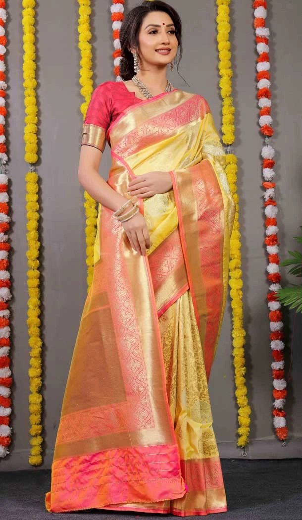 Yellow Color Banarasi Silk Weaving Work Designer Party Wear Saree -4919158567