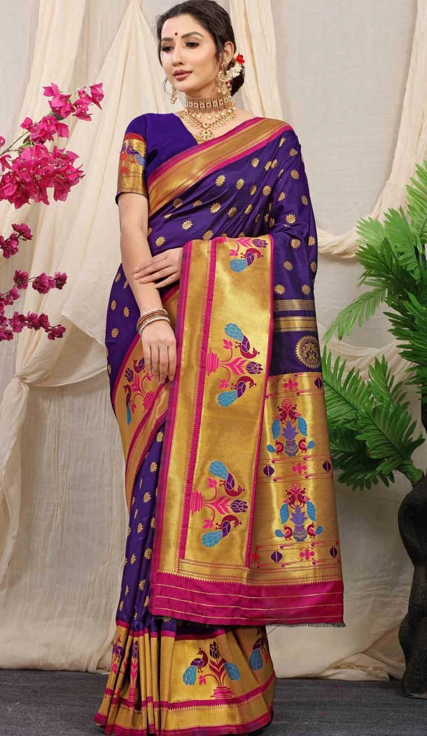 Festival Wear Purple Color Weaving Work Banarasi Silk Traditional Wear Saree -4920158572