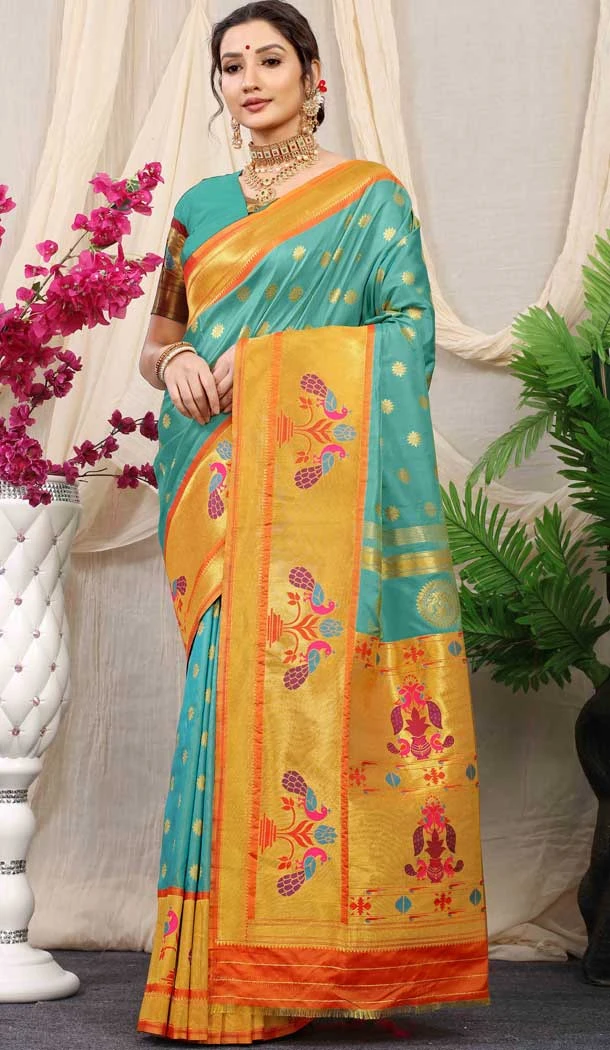 Festival Wear Sky Blue Color Weaving Work Banarasi Silk Traditional Wear Saree -4920158578
