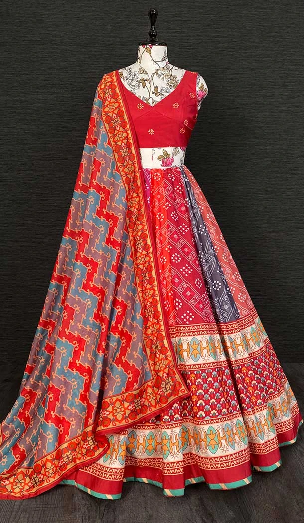 Printed Work Red Color Vaishali Silk Fancy Function Wear Lehenga Choli -4962158868