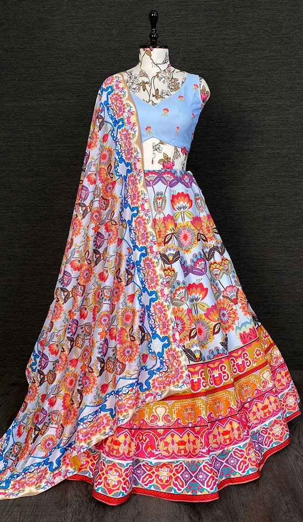 Function Wear Multi Color Printed Work Vaishali Silk Fancy Lehenga Choli -4962158869