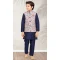 Banarasi Silk Navy Blue Color Digital Print Work Festive Wear Kids Kurta Pajama -4963158878
