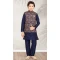 Festive Wear Navy Blue Color Banarasi Silk Digital Print Work Kids Kurta Pajama -4963158880