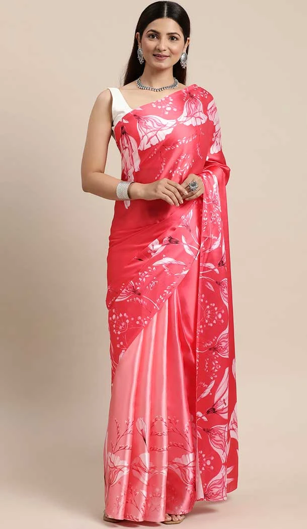 Party Wear Printed Work Multi Color Satin Silk Casual Wear Saree -4974158940 Party Wear Printed Work Multi Color Satin Silk Casual Wear Saree -4974158940