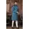 Teal Blue Color Jacquard Digital Print Work Wedding Wear Men's Indo Western -4980158990