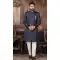 Wedding Wear Navy Blue Color Jacquard Self Work Men's Indo Western -4980158992