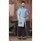 Blue Color Jacquard Digital Print Work Wedding Wear Men's Indo Western -4980158999