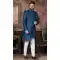 Teal Blue Color Art Silk Embroidery Work Wedding Wear Men's Indo Western -4980159005