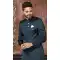 Dark Teal Blue Color Jacquard Digital Print Work Wedding Wear Men's Designer Indo Western -4981159011