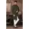 Mehendi Green Color Art Silk Embroidery Work Wedding Wear Men's Designer Indo Western -4981159025
