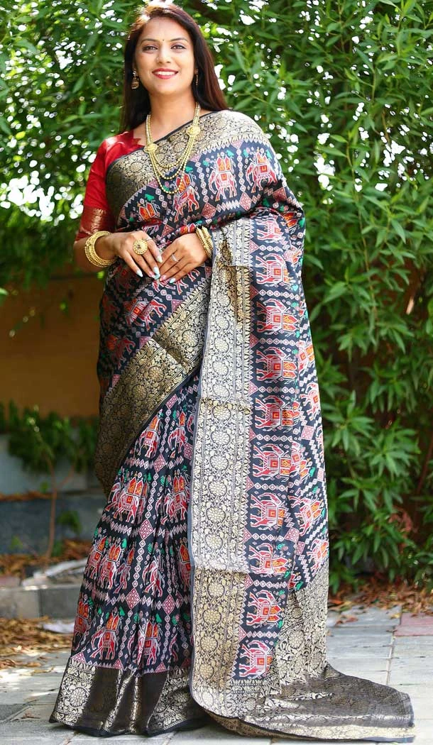 Navy Blue Color Weaving Work Patola Silk Traditional Wear Designer Saree -4998159119
