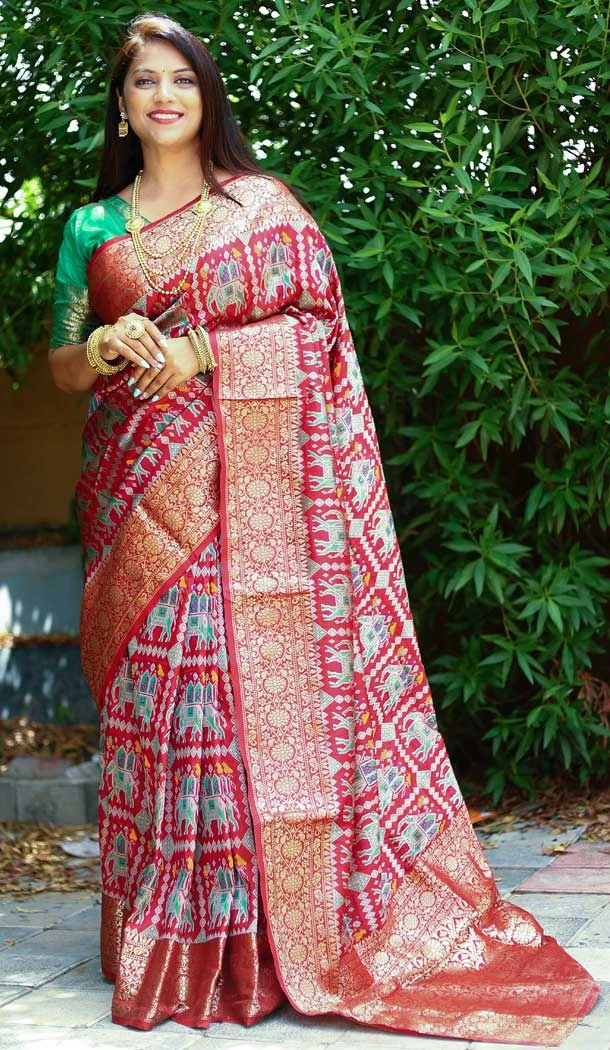 Ethnic Red Color Weaving Work Patola Silk Traditional Wear Designer Saree -4998159120