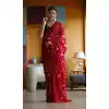 Party Wear Red Color Embroidery And Sequence Work Georgette Saree -5011159182
