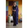 Party Wear Purple Color Embroidery And Sequence Work Georgette Saree -5011159184